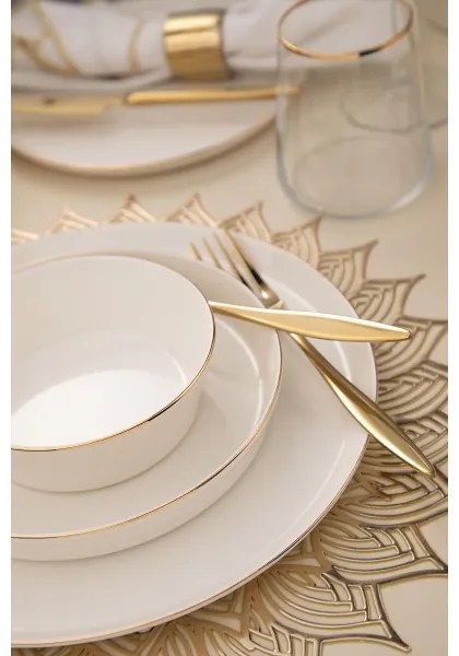 26-dielna jedálenská súprava, biely porcelán so zlatým dekorom