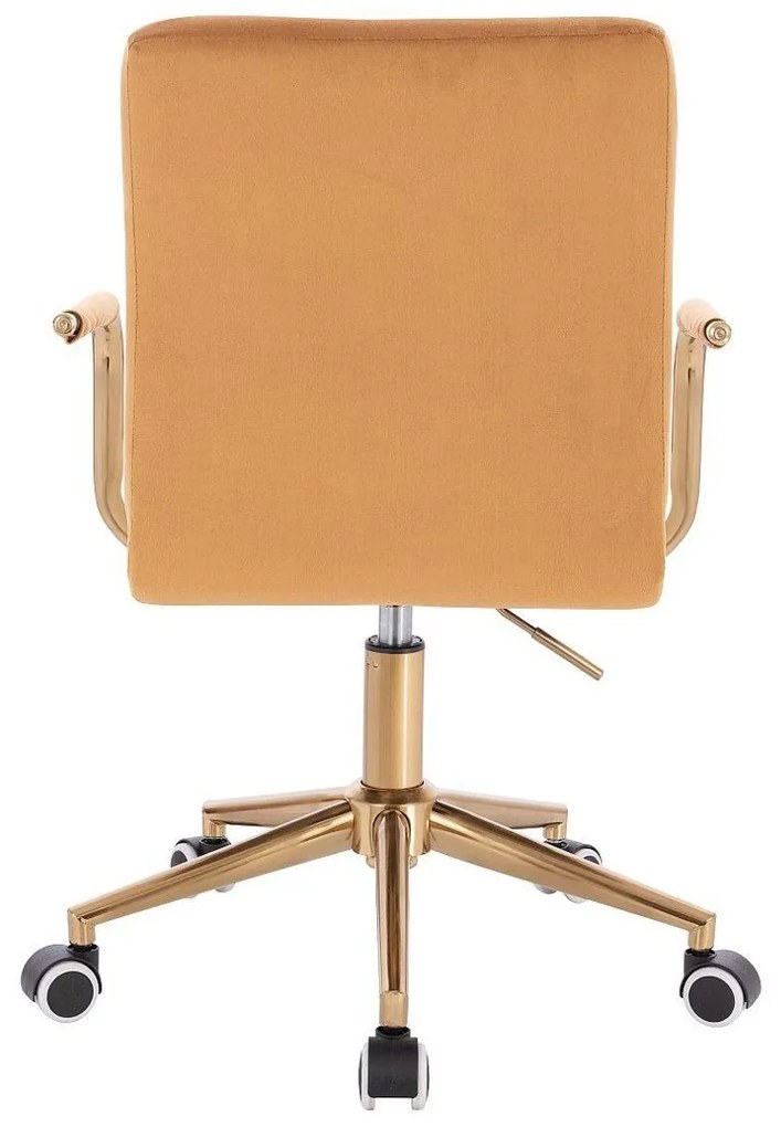 LuxuryForm DESIGN Stolička VERONA GOLD VELUR na zlatej základni s kolieskami - hnedá