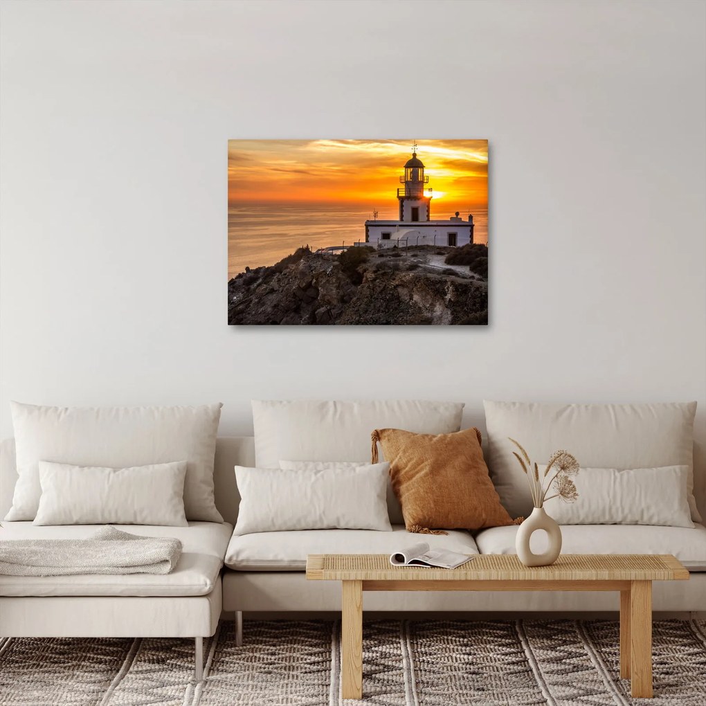 Obraz majáka pri západe slnka (70x50 cm)
