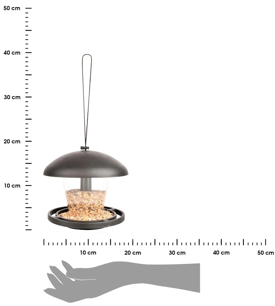 Závesné kŕmidlo pre vtáky Mushroom, 17,5x19,5 cm, plast, čierna