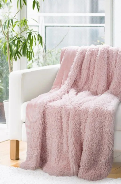 DomTextilu Dekoratívna deka prehoz v púdrovo ružovej farbe Šírka: 200 cm | Dĺžka: 220 cm 29105-158384