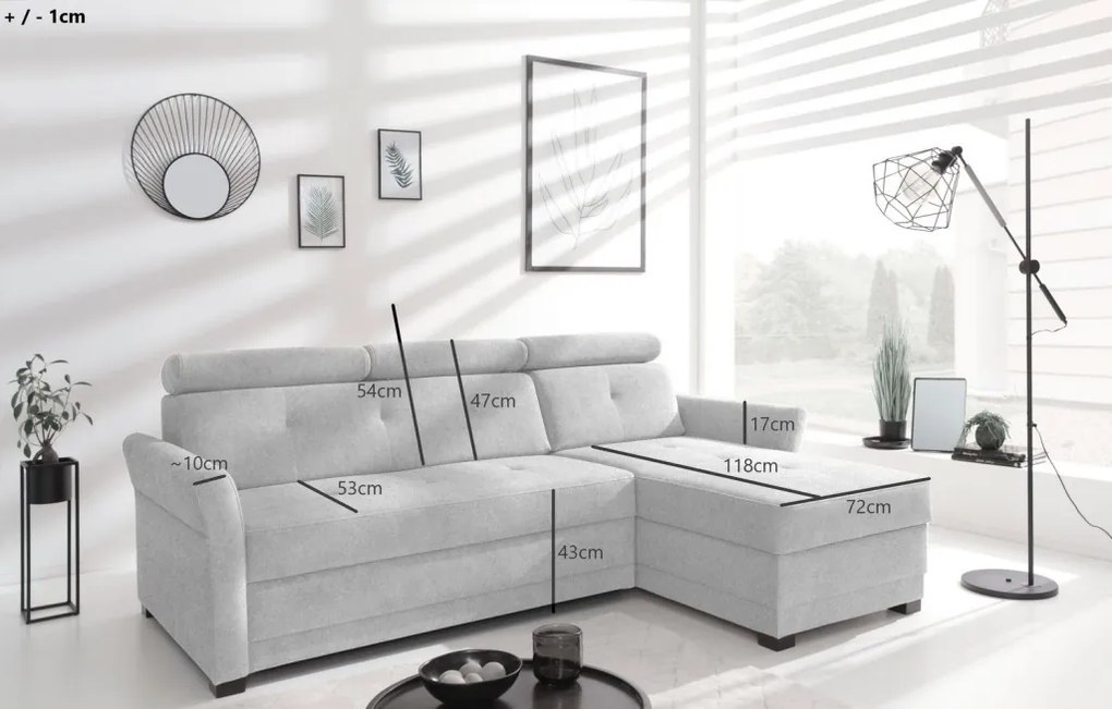 Rohová sedacia súprava Harris, tmavo šedá tkanina, pravý roh