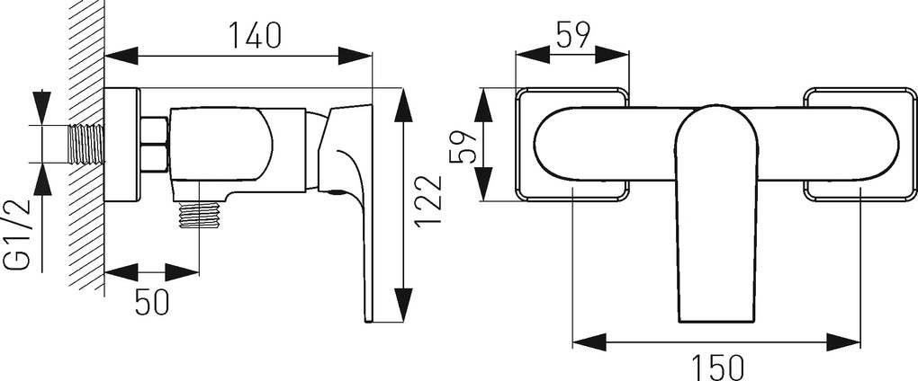 Novaservis ALGEO SQUARE, sprchová batéria 150mm, chrómová, BAQ7