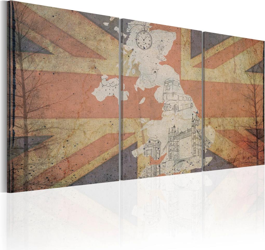 Obraz - Map of Great Britain (Vintage) 60x30