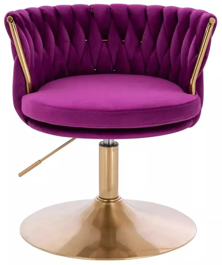 LuxuryForm DESIGN Stolička LYON VELUR na zlatom tanieri - fuchsia