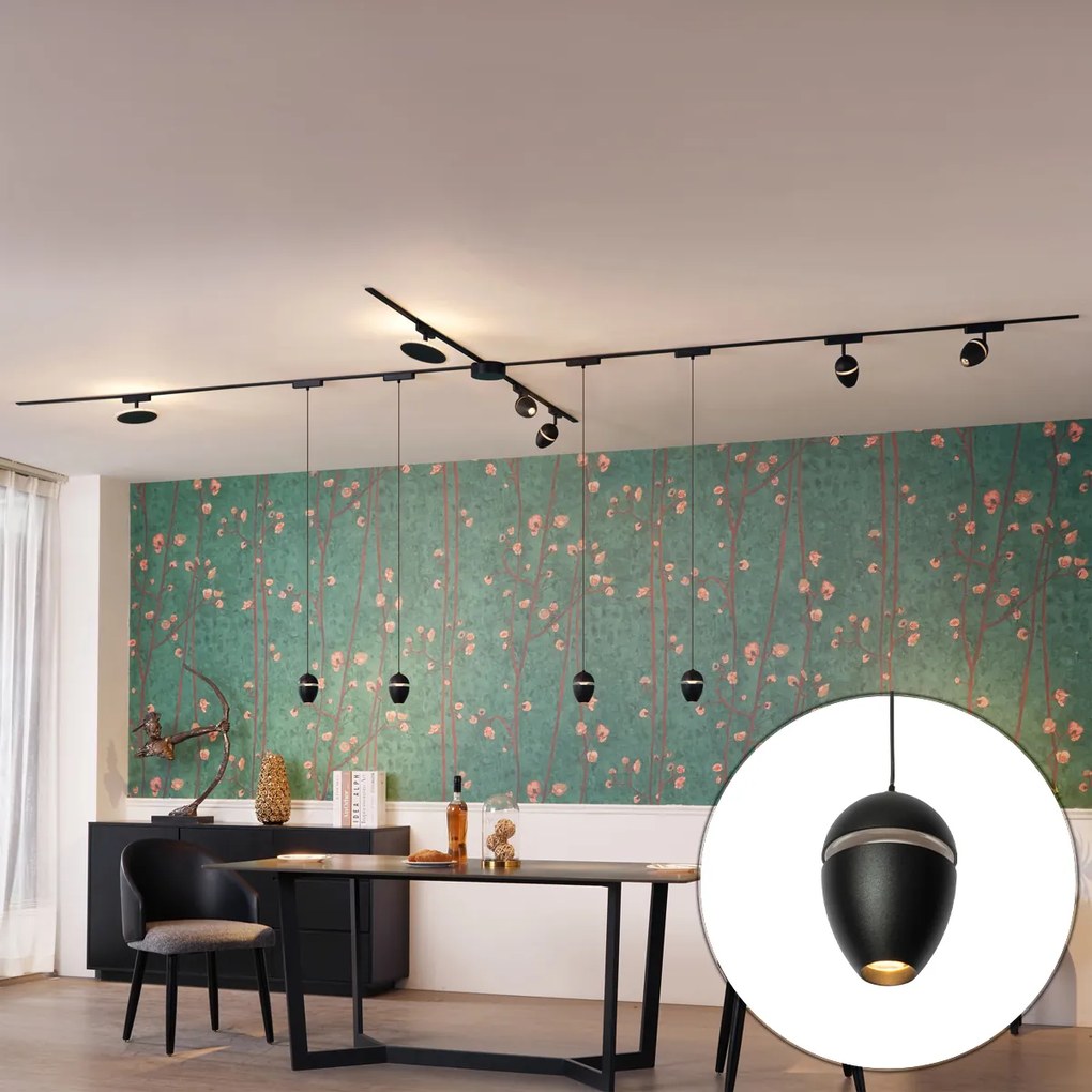 Koľajnicový systém s 10 svetlami čierny 1-fázový - Magnetic Eggy Puk