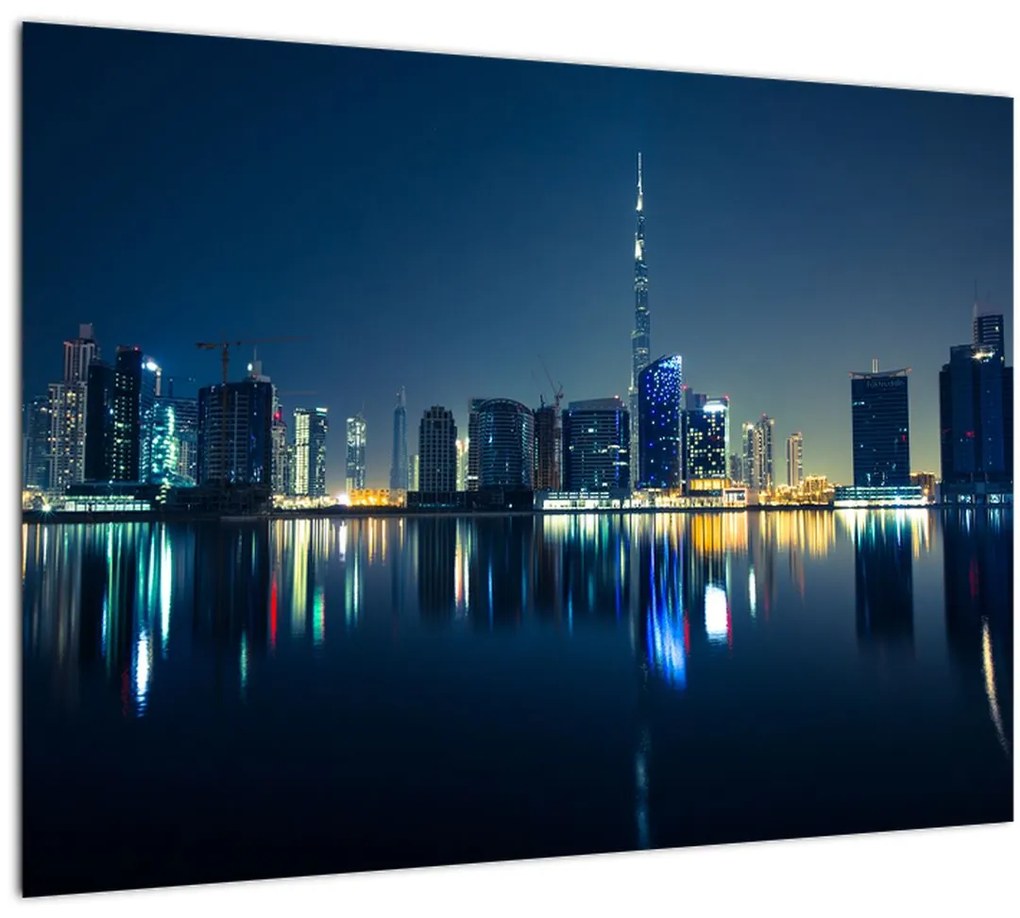 Sklenený obraz nočného mesta (70x50 cm)
