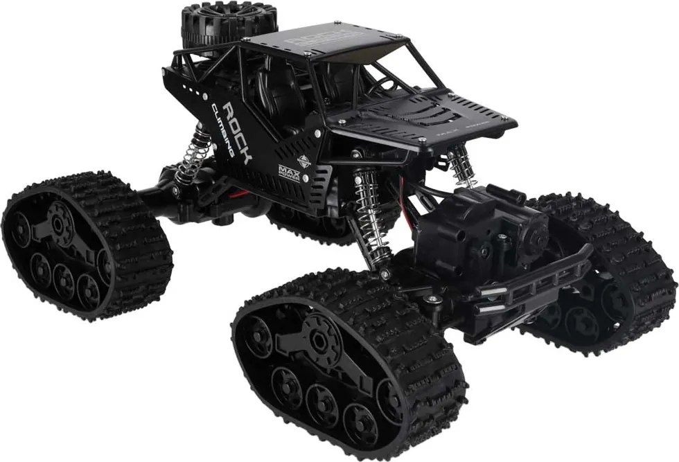 KIK Diaľkovo ovládané RC Horolezecké auto 4x4 Crawler 2v1 (pásy/kolesá) čierne 2,4 GHz