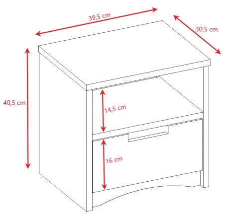 Klasický detský nočný stolík 39,5 cm biely