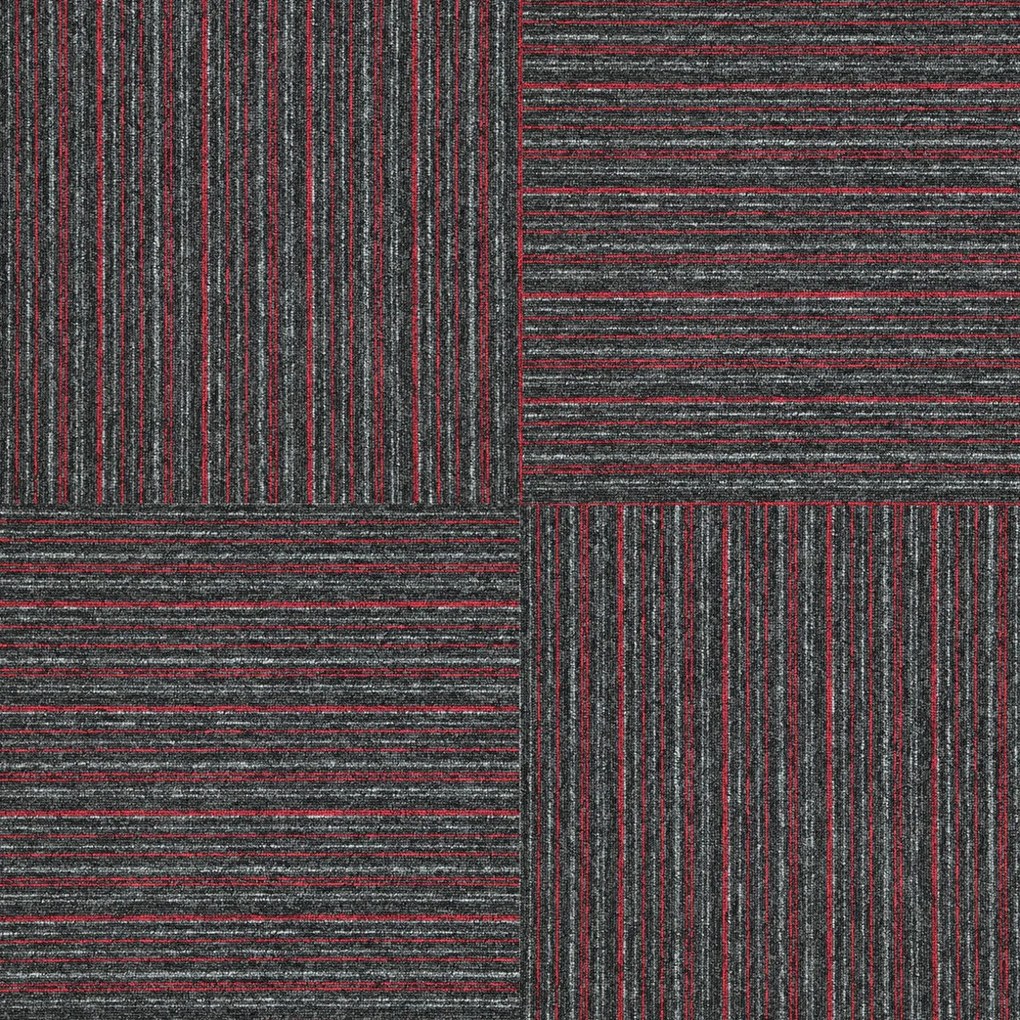 Balta, Kobercový štvorec Sonar Lines 4520 červenočierny 50 x 50 cm, chodba / predsieň