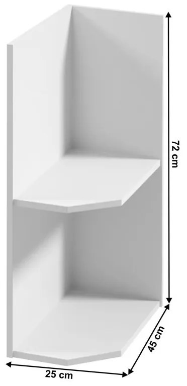 Kondela Spodná skrinka D25PZ, PROVANCE, s dvomi policami, pravá, biela