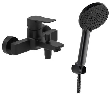 Vaňová batéria SAT Cube Way s vaňovým setom 150 mm čierna matná SATBSCU222CSET1