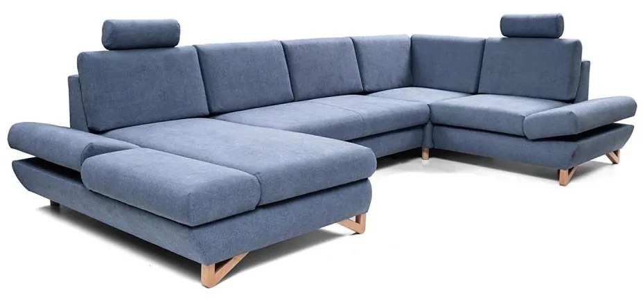 Rozkladacia rohová čalúnená sedacia súprava s úložným priestorom do U AVESTA modrá