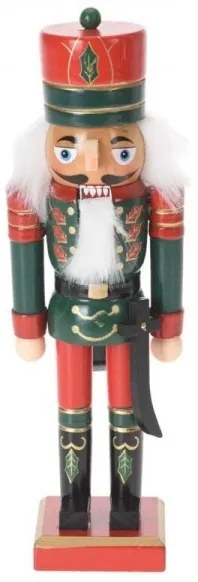 Luskáčik v červeno-zelenom oblečení s mečom 25 cm