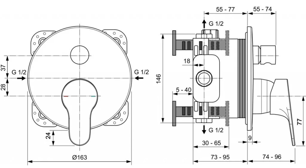 Ideal Standard Cerabase - Vaňová batéria podomietková, chróm A7395AA