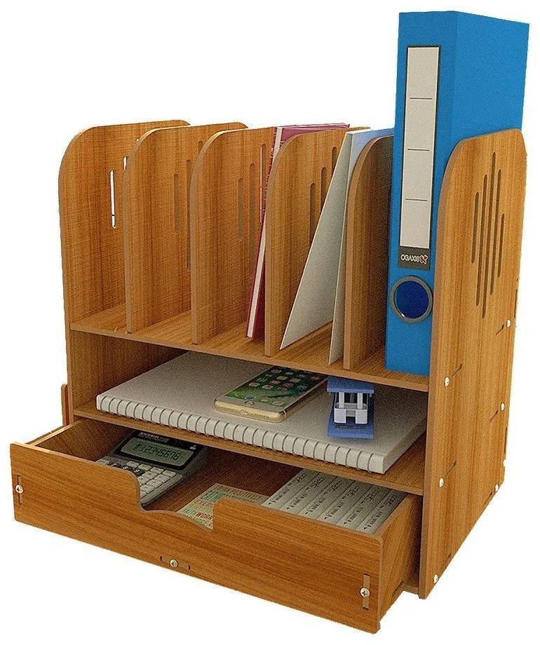 DIY zakladač na dokumenty A4 so zásuvkou tmavé drevo B20 Svetlé drevo