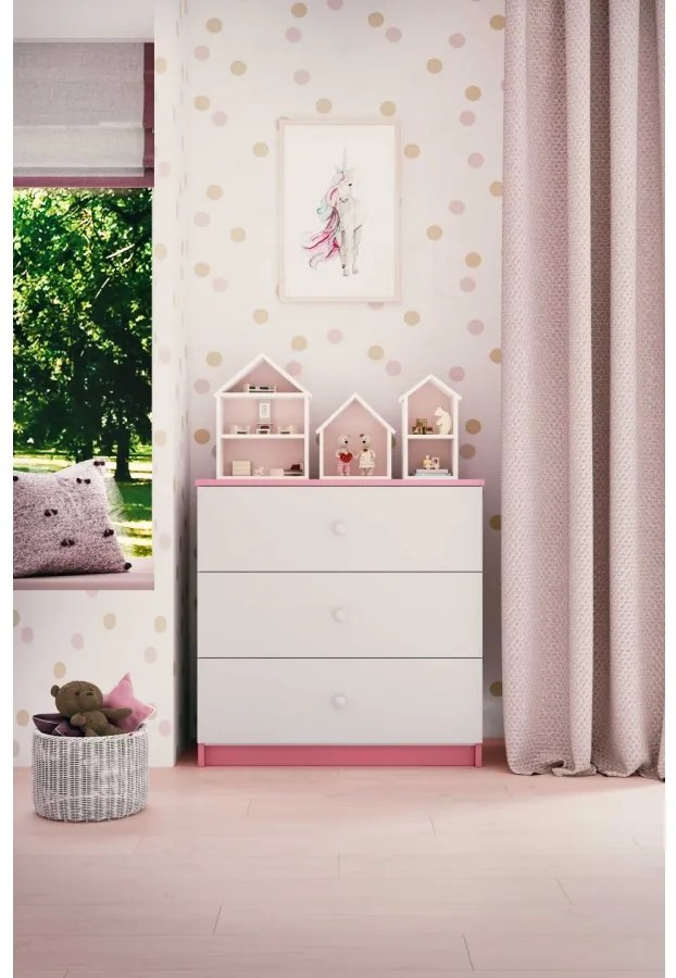 Komoda Babydreams 80 cm ružová