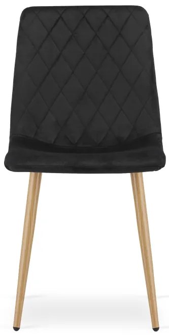 Set štyroch jedálenských stoličiek TURIN zamatové, čierne / hnedé nohy (4 ks)