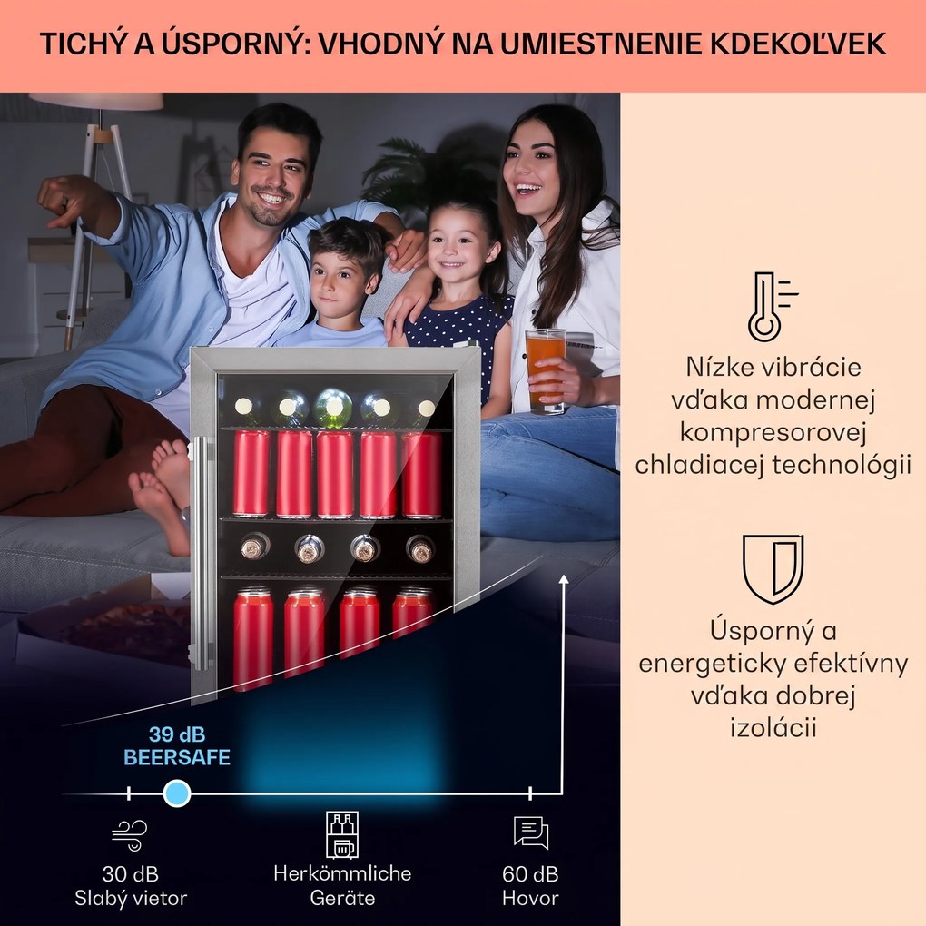 Klarstein Beersafe 3XL, chladnička, 98 l, 4 zásuvné police, 7 úrovní, čierna