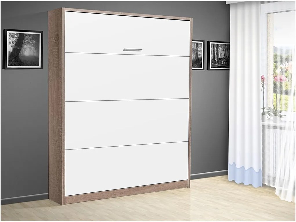 Sklápacia posteľ VS 3054 P - 200x180 cm farba lamina: dub sonoma tmavá/biele dvere
