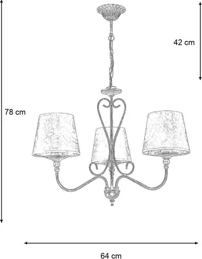 BRILAGI - Luster na reťazi SONIA 3xE27/15W/230V, priemer 64 cm, krémová/patina