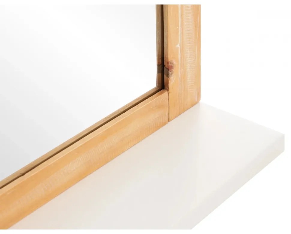 furniture-nabytek.cz - Masívne kúpeľňové zrkadlo Capera z borovice a MDF, lakované, biele/hnedé – 70x70 cm