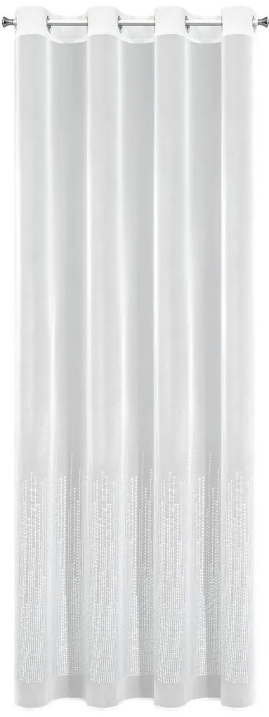 Krásna biela záclona na kruhy s flitrami 140 x 250 cm