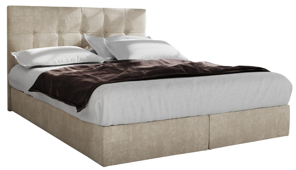 Manželská posteľ Boxspring 140 cm Porto (béžová) (s matracom a úložným priestorom). Akcia -21%. Vlastná spoľahlivá doprava až k Vám domov. 1047302