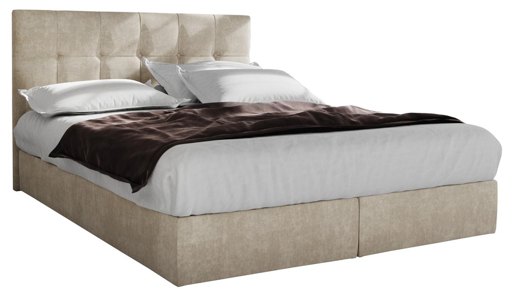 Manželská posteľ Boxspring 180 cm Porto Comfort (béžová) (s matracom a úložným priestorom). Vlastná spoľahlivá doprava až k Vám domov. 1056307