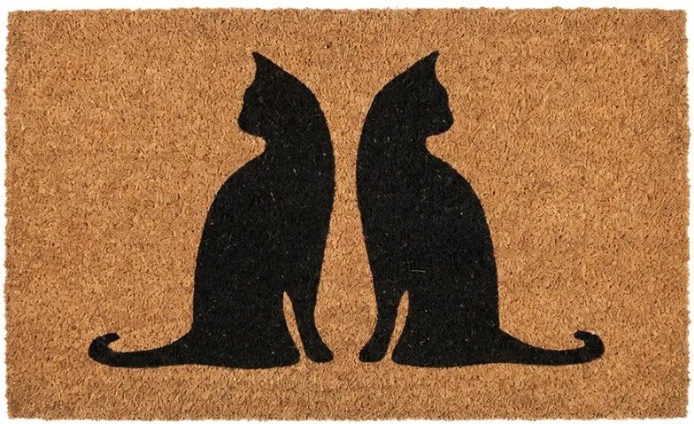 Hnedá kokosová rokožka s mačkami Cat - 75*45*1 cm