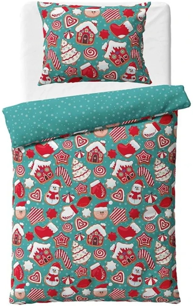 Vianočné posteľné obliečky - motív Perníčková show - 100% bavlna renforcé - 70 x 90 cm + 140 x 200 cm