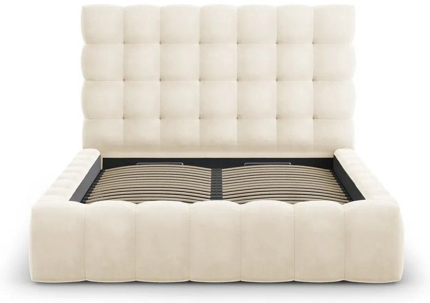 Béžová čalúnená dvojlôžková posteľ s úložným priestorom s roštom 160x200 cm Bali – Cosmopolitan Design