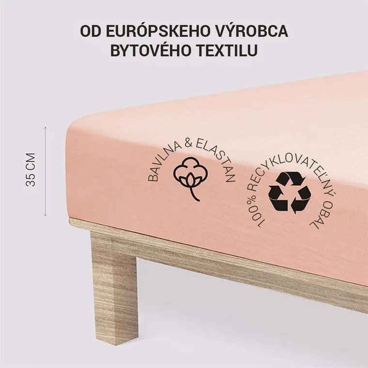 Napínacia plachta na posteľ jersey s elastanom púdrová 180 x 200 cm