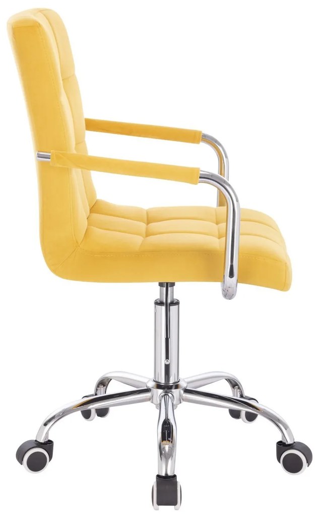 LuxuryForm DESIGN Stolička VERONA VELUR na strieborné podstave s kolieskami - žltá