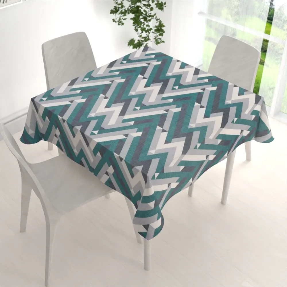 Biante Zamatový štvorcový obrus Tamara TMR-026 Zeleno-sivý designový cik-cak 50x50 cm