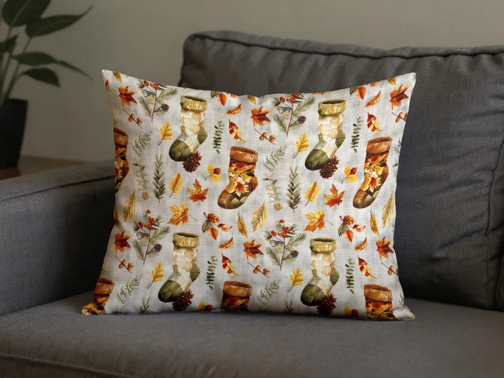 Súprava 2 ks dekoračných obliečok na vankúš AUTUMN SOCKS 50x70 cm, farebná