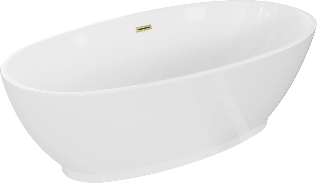Mexen Bilbao voľne stojaca vaňa 180 x 90 cm, biela, prepad z kartáčovaného