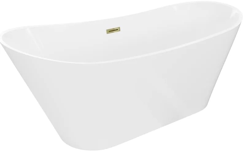 Mexen Dora, voľne stojaca vaňa 170 x 75 cm, biela, zlatý lesklý prepad, 52071707500-50