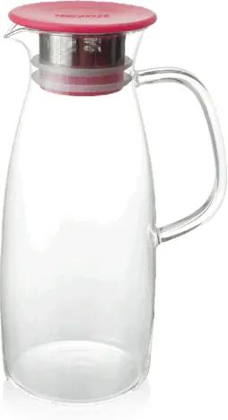 Forlife sklenený džbán Mist na ľadový čaj, červený 1,5 l