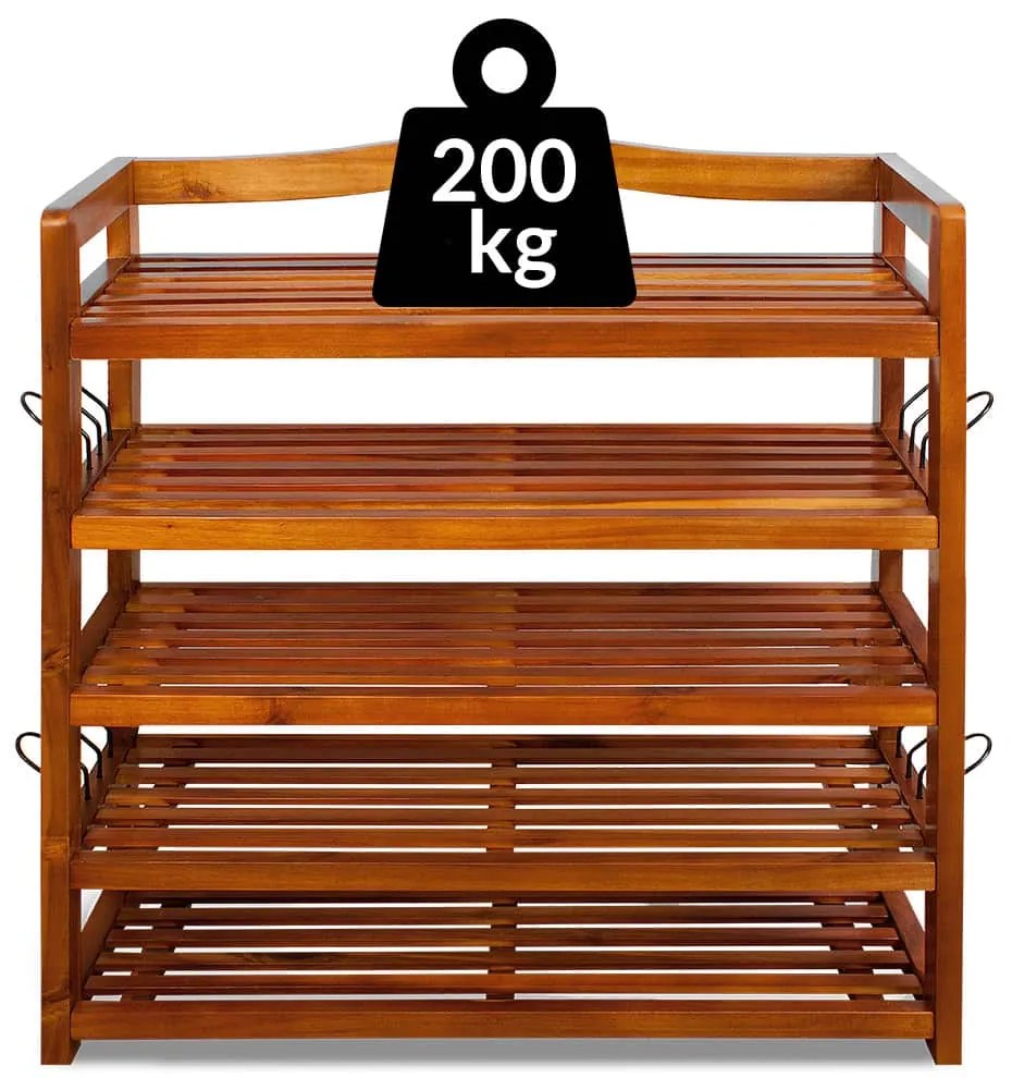 Regál na topánky RUSTIC, 5políc, 75x26x82cm, prírodná hnedá Casaria