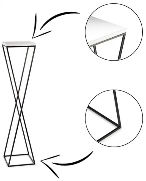 Stojan na kvety LOFT 100x24 cm čierna/biela