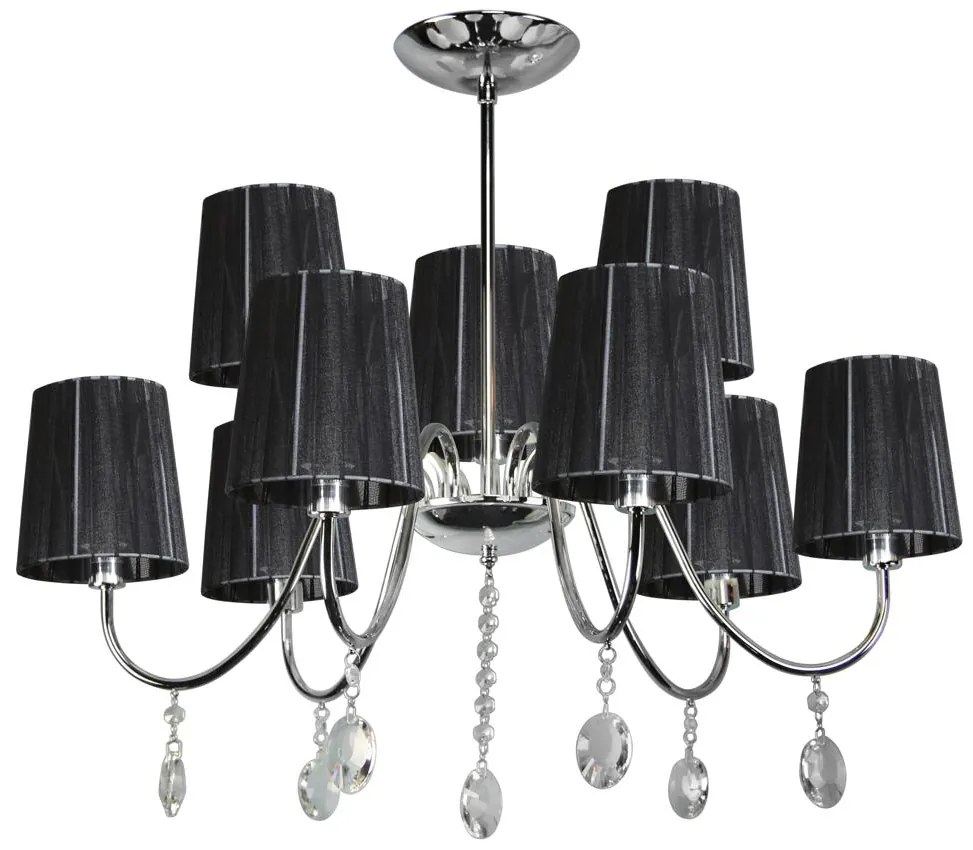 Candellux SORENTO Luster 9X40W E14 Chrome Lampshade Black 39-38074