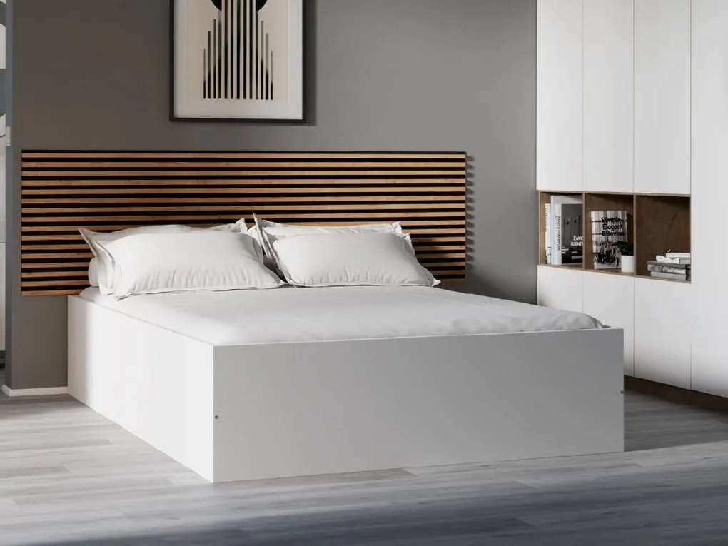 Posteľ BELLA 140x200 cm, biela Rošt: S latkovým roštom, Matrac: Matrace Coco Maxi 19 cm