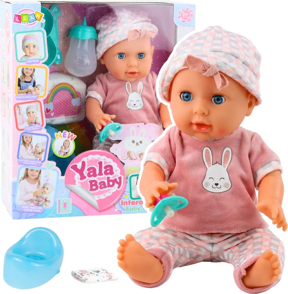 LEAN Toys Bábika bábätko čúrajúce ružová sada s doplnkami zvuky 35 cm