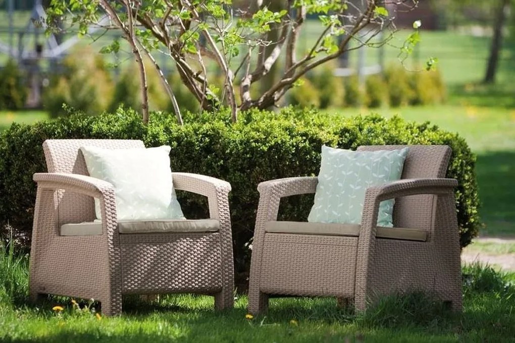 ALLIBERT CORFU DUO SET Kreslo 2 ks, 75 x 70 x 79cm, cappuccino/piesková 17197993