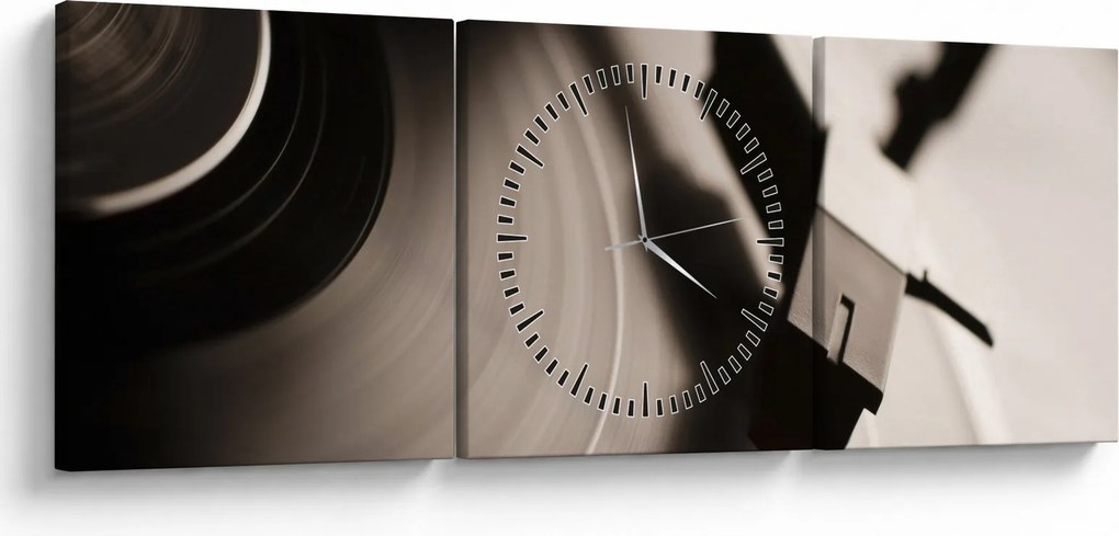 Obraz - Gramofónová doska (s hodinami) (90x30 cm)