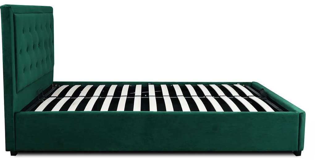JAKS Posteľ s úložným priestorom 140 x 200 cm Cros velvet zelená