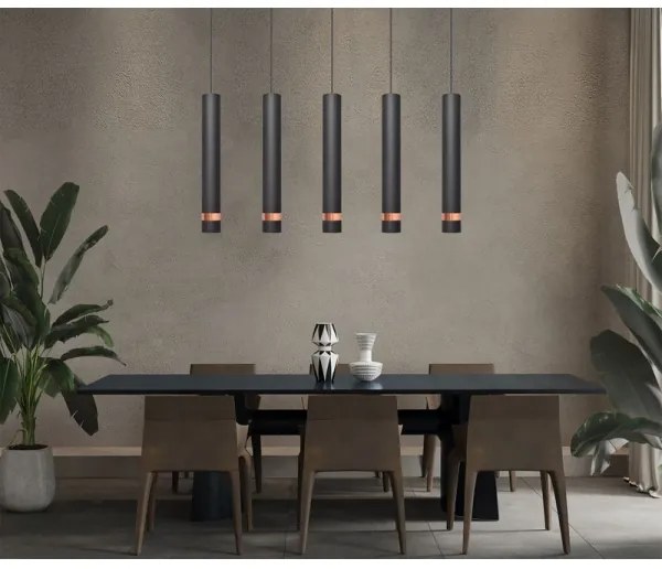 LED Luster na lanku TUBA 5xGU10/6,5W/230V čierna/medená