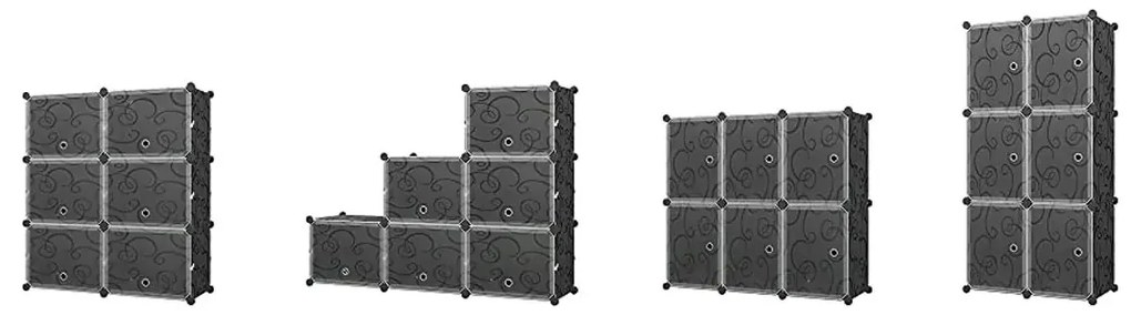 Hogler 3407 Variabilný policový systém 8 políc 128 x 42 x 32 cm, čierna farba