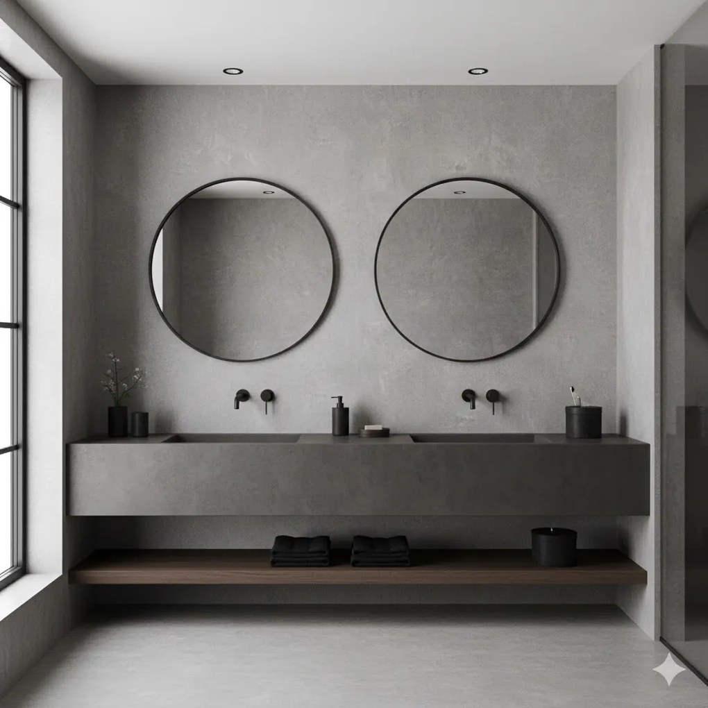 Erga Round, okrúhle zrkadlo 120cm, čierny rám, ERG-V01-ROUND-1212-BK